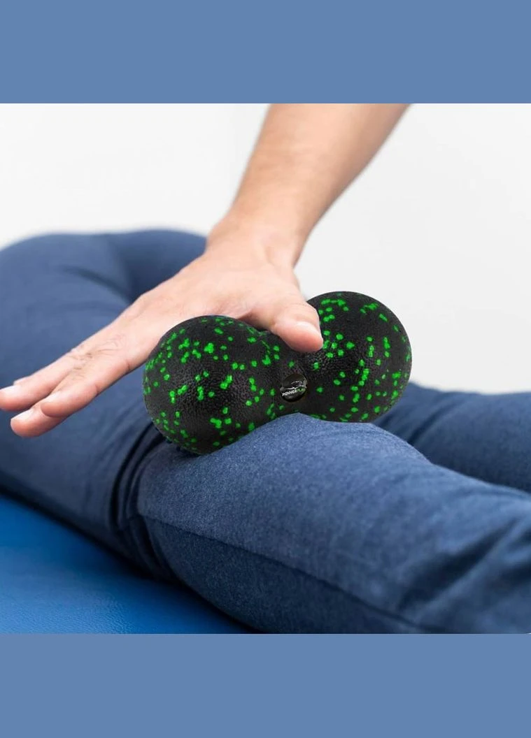 Масажний м'яч подвійний PP-4352 Epp foam peanut ball (d8*16cm.) Чорно/Зелений PowerPlay (345712968)