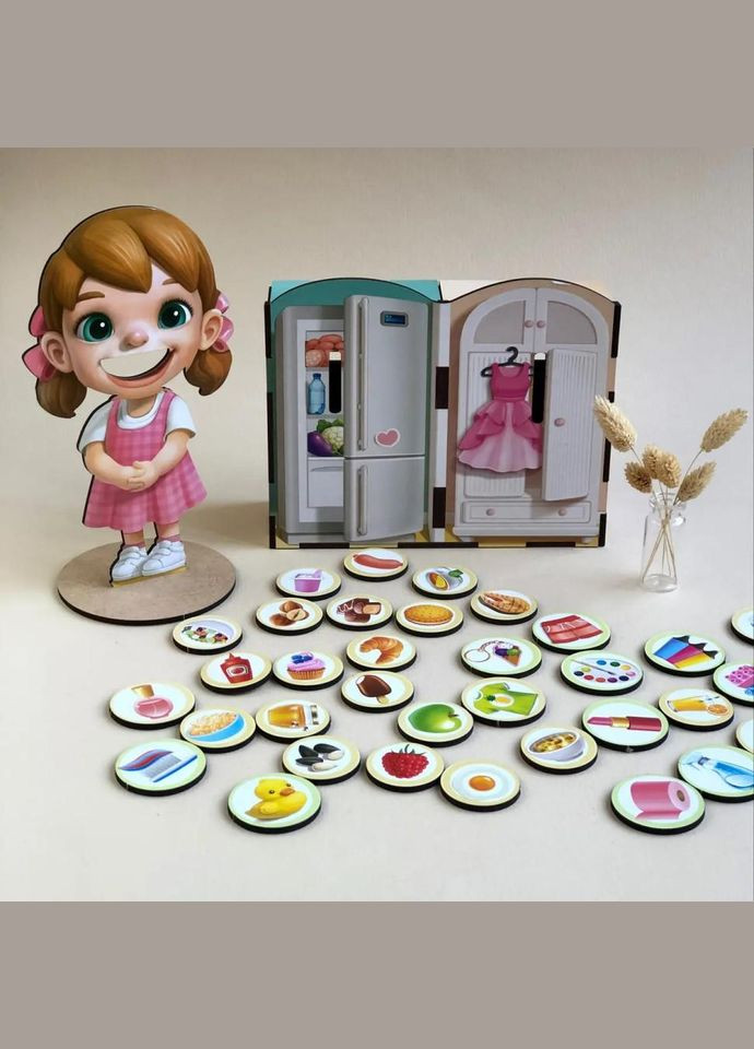 Деревянная настольная игра "Съедобное-несъедобное" Ubumblebees (ПСФ091) PSF091 сортер-комодик No Brand (330601142)