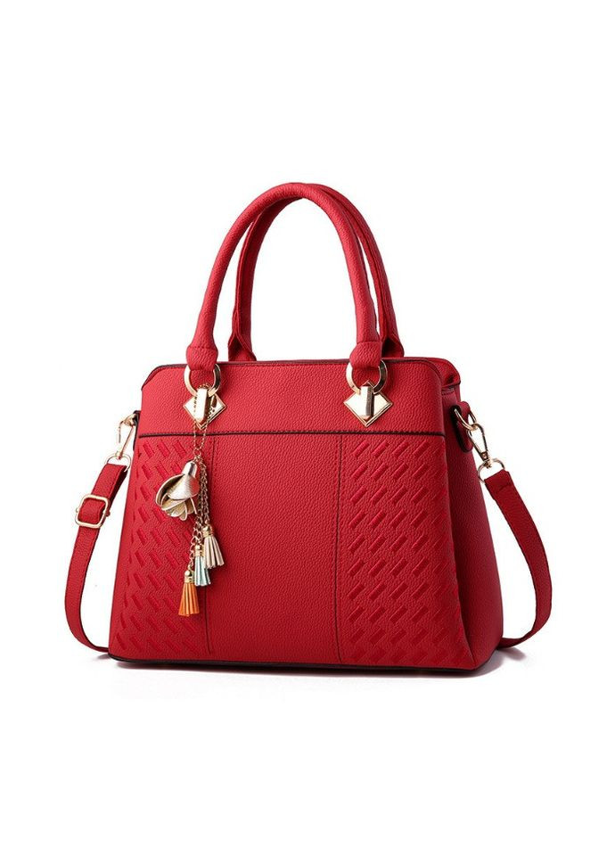 Класична сумка через плече з брелоком з еко-шкіри повсякденна червона (sku_673К) No Brand (330576360)