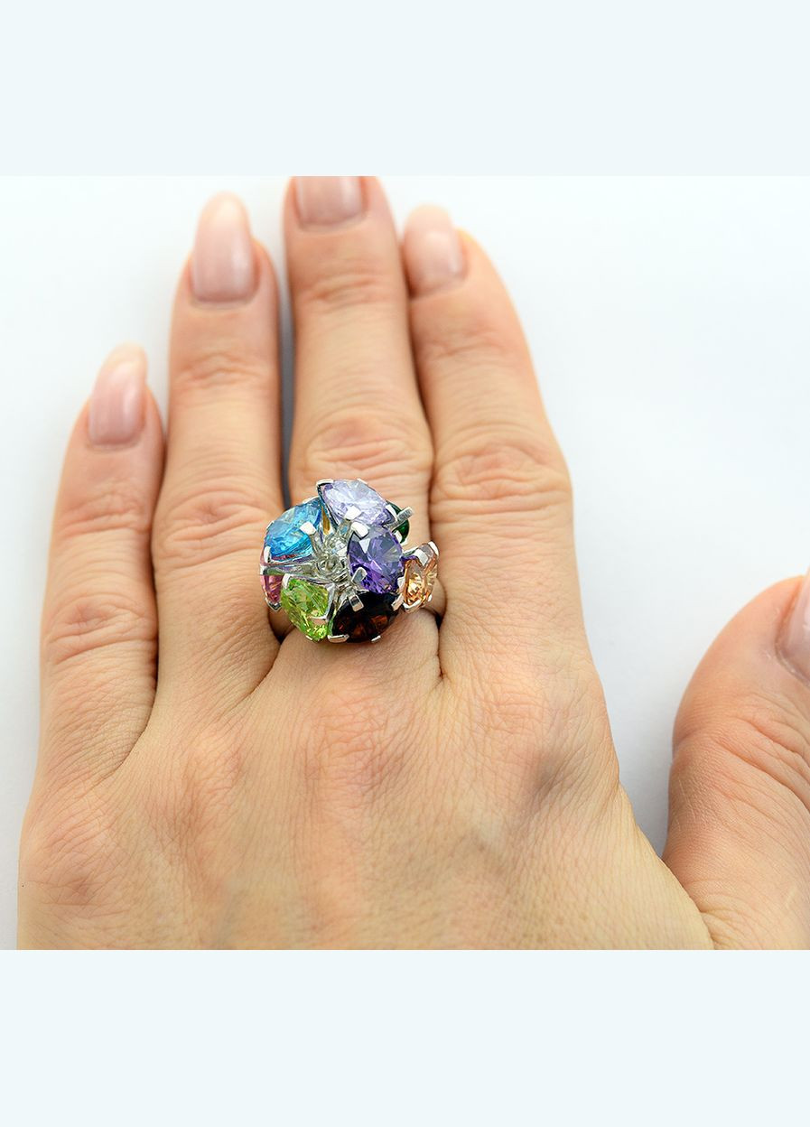 Кольцо эксклюзивное с камнями 8128 SE, размер Maxi Silver (341538926)