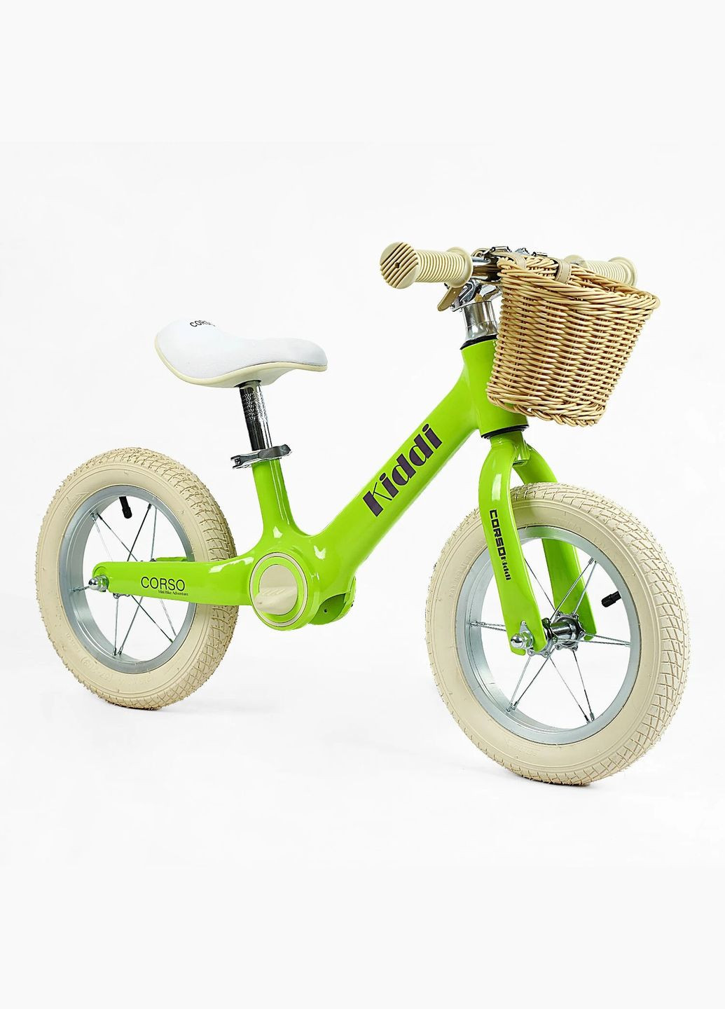 Дитячий велобіг KIDDI ML-12328. Магнієва рама, надувні колеса 12", підставка для ніг, кошик Corso (290254805)