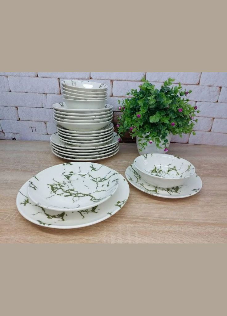 Порцеляновий сервіз на 6 персон 24 предмети O.M.S TULU KL24-marble HAKI OMS (336024157)
