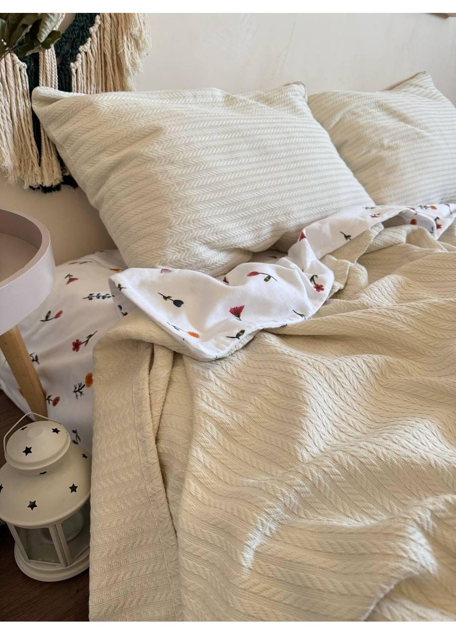 Покрывало Косичка хлопковое цвет светлобежевый 140х200 см ZEINTEX (315347224)