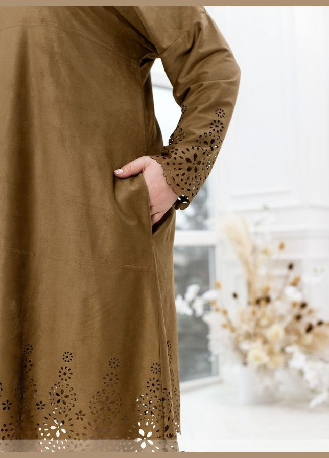 Світло-коричнева вечірня сукня жіноча батальна sf-232 свіетло-коричневий, 50-52 Sofia