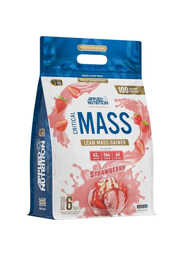 Гейнер Critical Mass, 6 кг - Полуниця Applied Nutrition (335822445)
