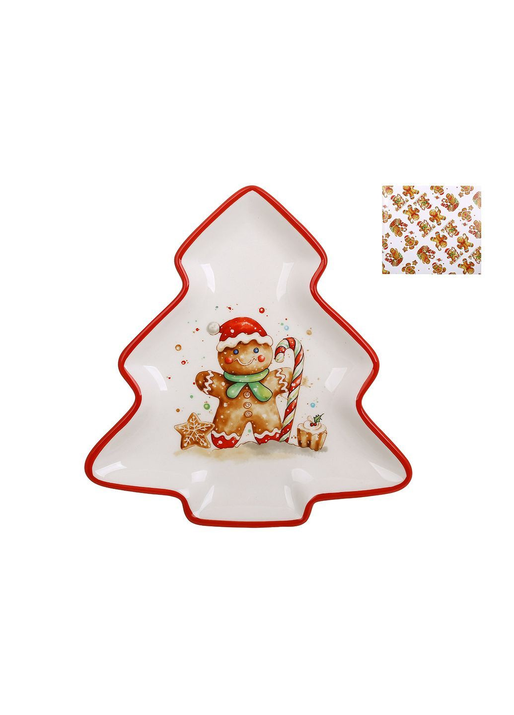 Тарілка керамічна у формі ялинки Пряниковий чоловічок 21*20см Home Decor (362662148)