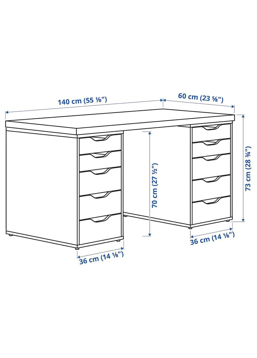 Письменный стол ИКЕА LAGKAPTEN/ALEX 140х60 см (s99431982) IKEA (294908753)