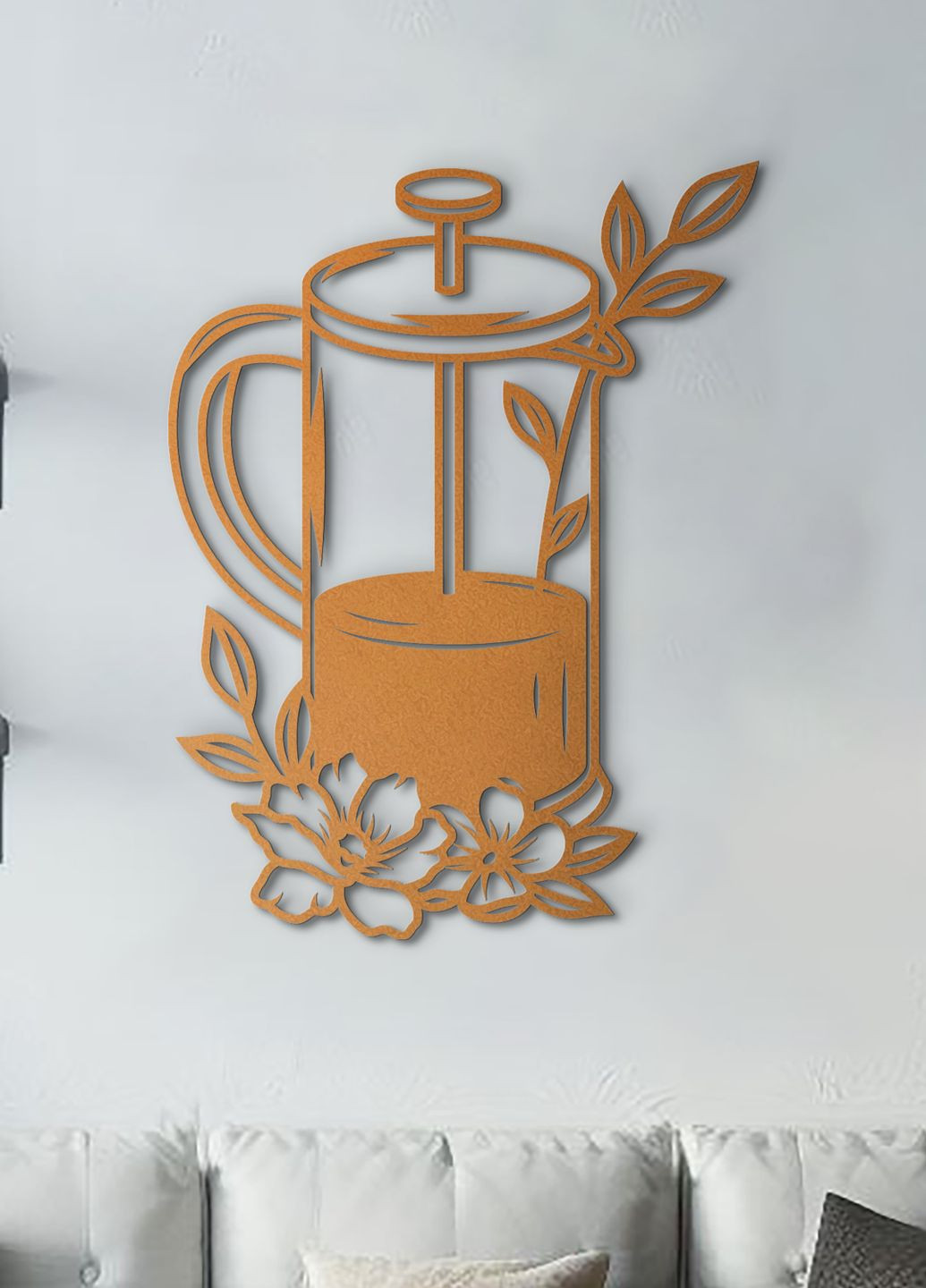 Сучасна картина на кухню, декоративне панно з дерева "Заварник", стиль мінімалізм 95х70 см Woodyard (292013383)