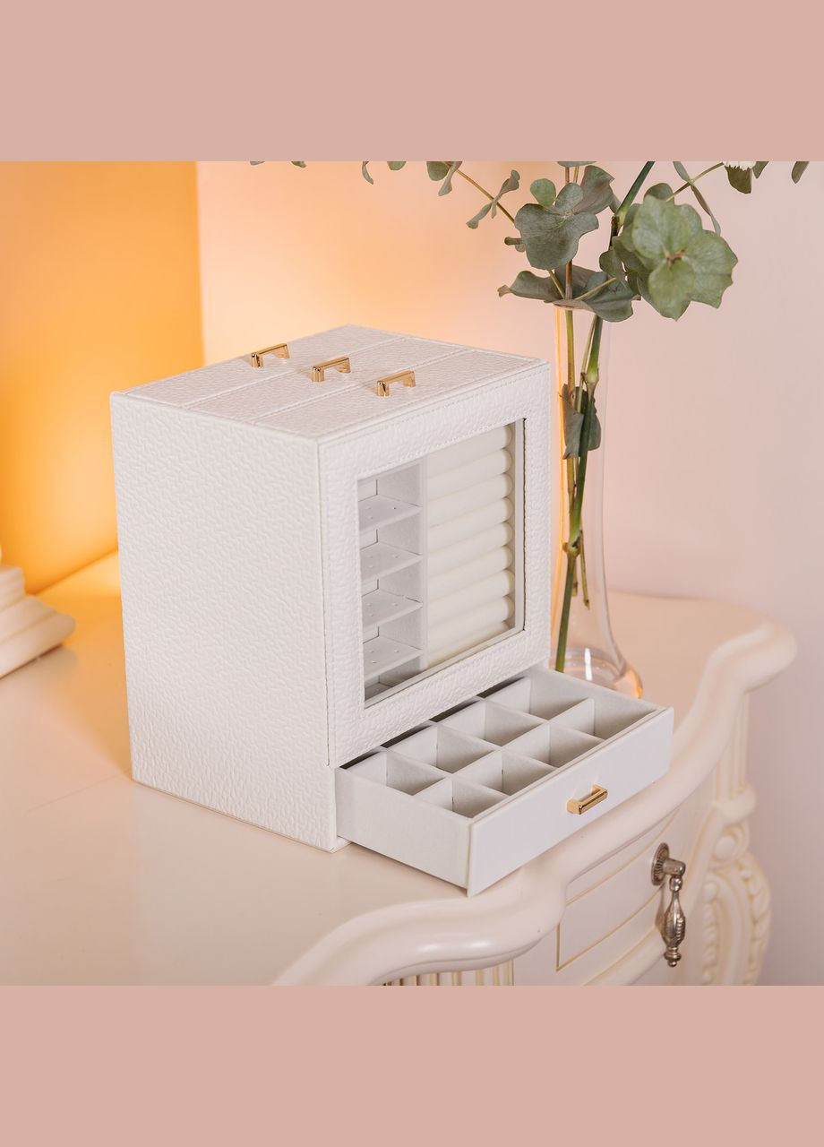 Скринька для прикрас з еко шкіри 3 яруси органайзер для ювелірних виробів HP-5-16W Yiwu (325922724)