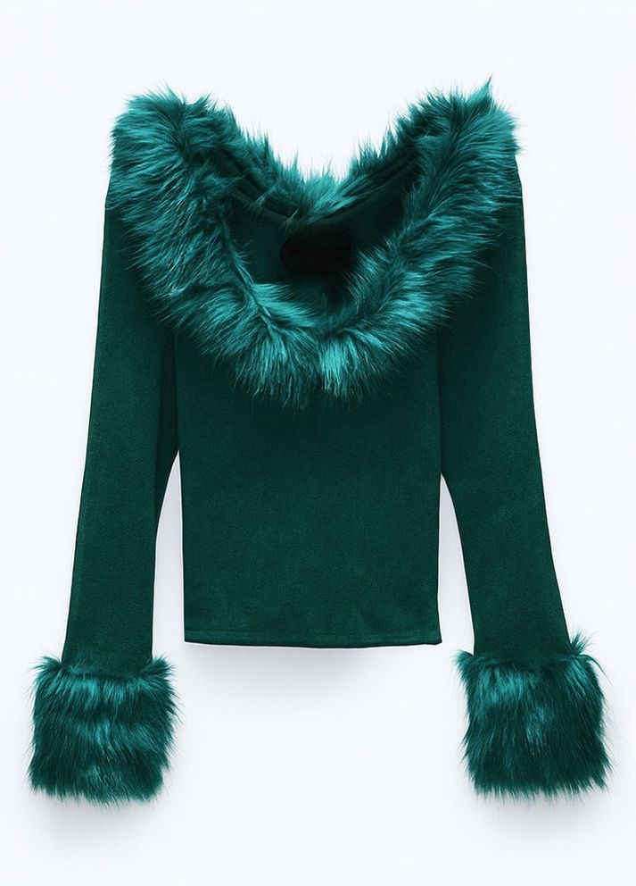 Зелена блуза в блискучки Uterque