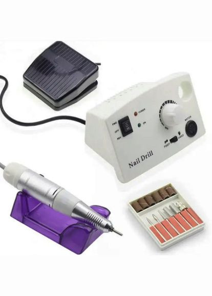 Фрезер для манікюру Nail Drill Pro ZS-602 65 Вт 45 000 оборотів з педаллю та насадками Білий Salon Professional (297332180)