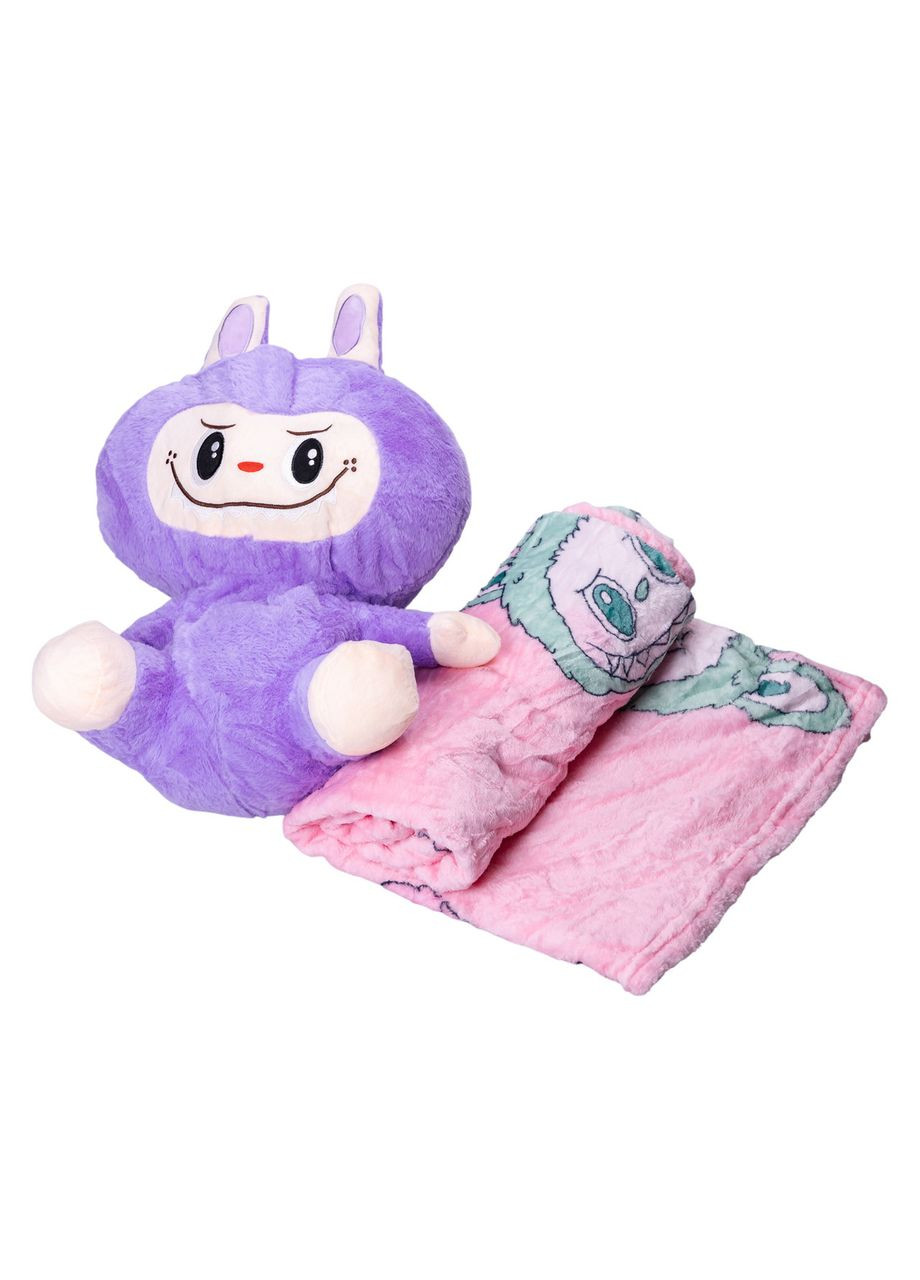М'яка іграшка-плед, подушка 3 в 1 Лабубу 50 см Фіолетовий ТМ LAB2V Colorful Home (370801720)