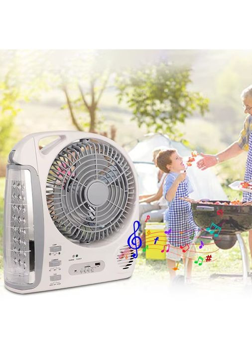 Портативный вентилятор с солнечной батареей с LED фонарем и радиоприемником 2 скорости мини кондиционер 6 в 1 (S4101) Home (361161971)