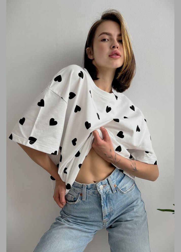 Жіноча оверсайз футболка black heart white Without - (324024128)