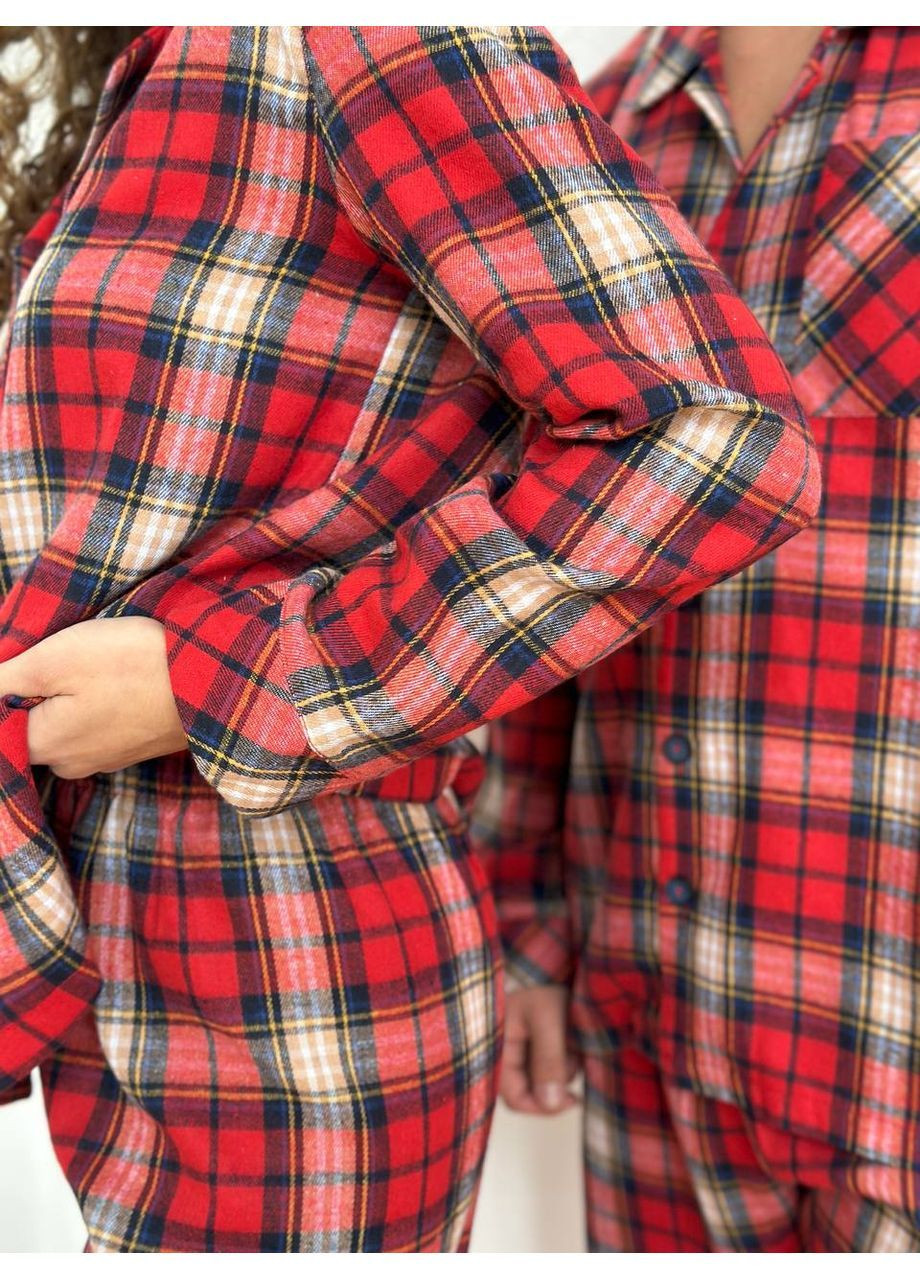 Червона піжама жіноча фланель в клітинку . парні піжами в клітинку. сімейні піжами No Brand