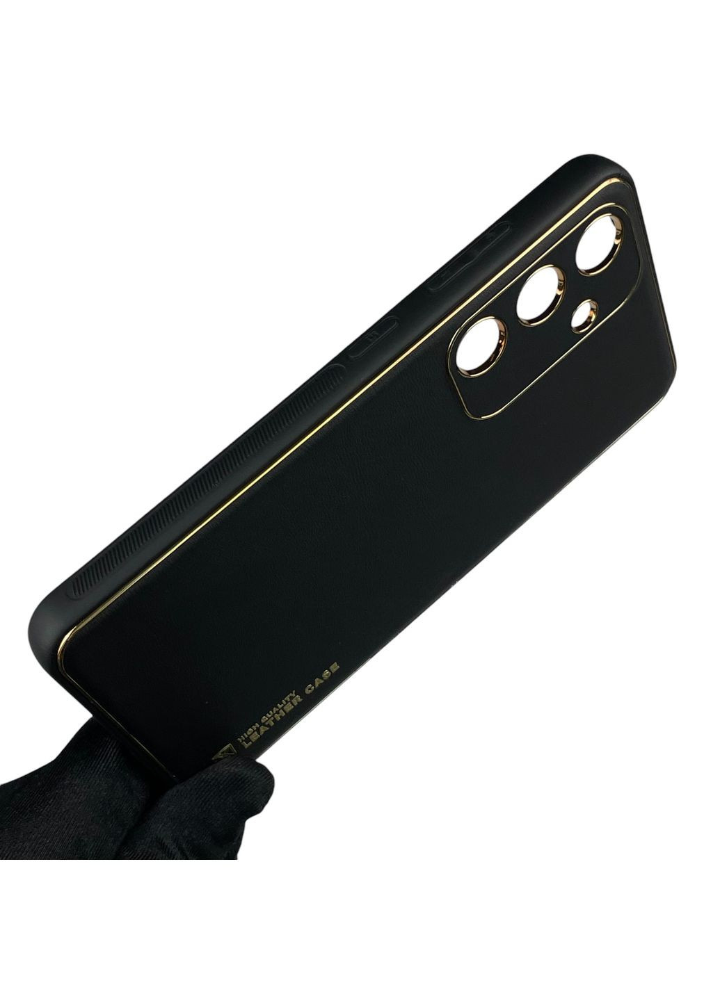 Чехол для Galaxy S24 (SM-S921B) кожаный с золотой окантовкой с защитой камеры на самсунг с24 чёрный Samsung (366022074)
