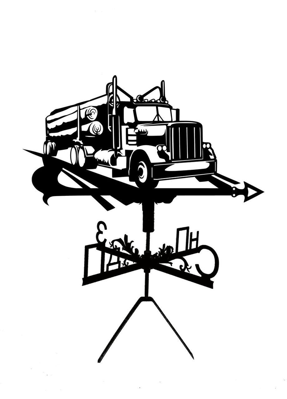 Флюгер на будинок Вантажівка з дровами, Фура, флюгер на дах з металу 3 мм. No Brand (368896410)