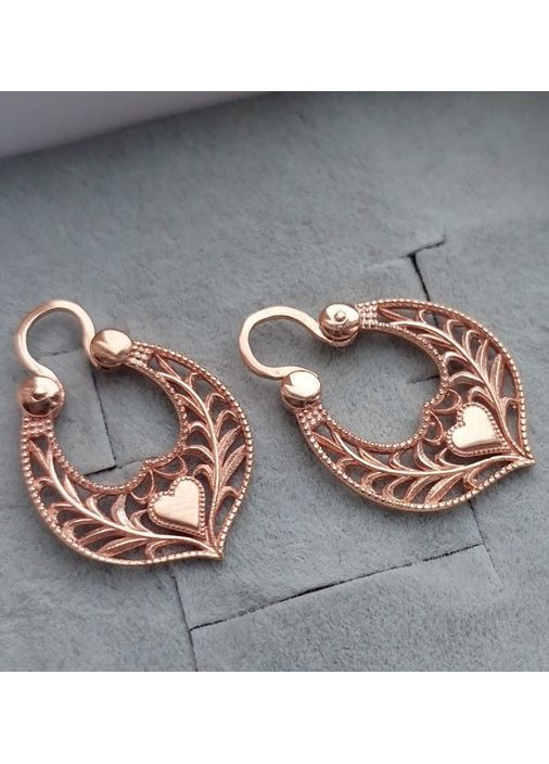 Сережки срібло калачі Серце 925 проби в позолоті, дукачі No Brand (368765763)