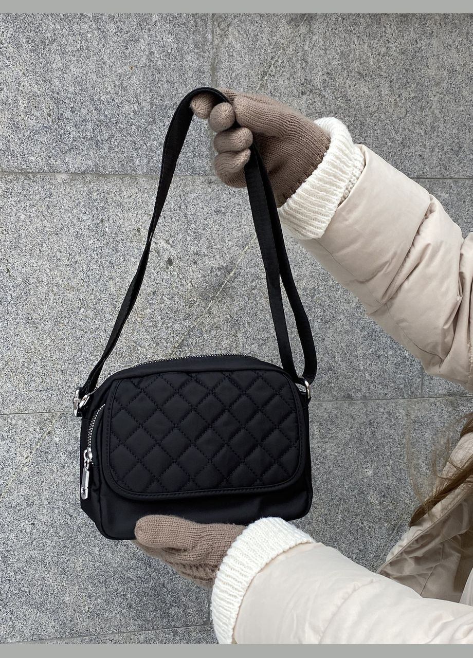 Жіноча класична сумка крос-боді 10212 на два відділи чорна No Brand (290704949)