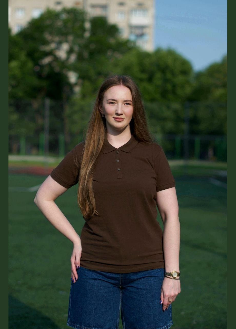 Коричневая женская футболка-женская базовая футболка поло, хлопковая рубашка-поло коричневая, размер JHK