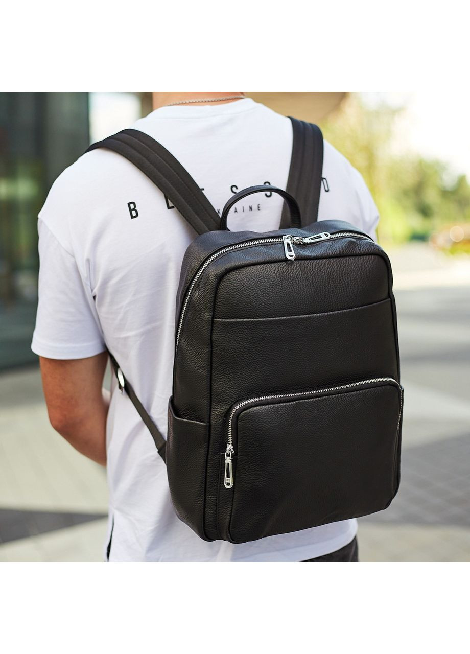 Чоловічий шкіряний рюкзак для поїздок та відпочинку 30х40х16, сумка наплічна 59331, чорна Tiding Bag (369155173)