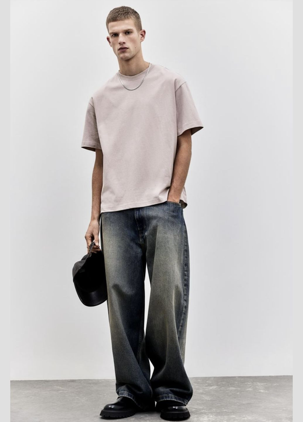 Розовая футболка свободного кроя H&M loose fit