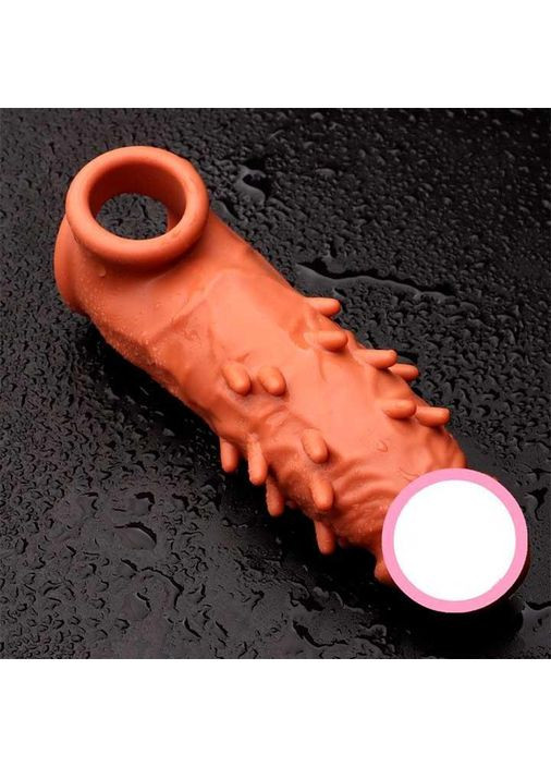 Телесная насадка на пенис с фиксацией мошонки и шипами Toyfa XLover No Brand (368892263)