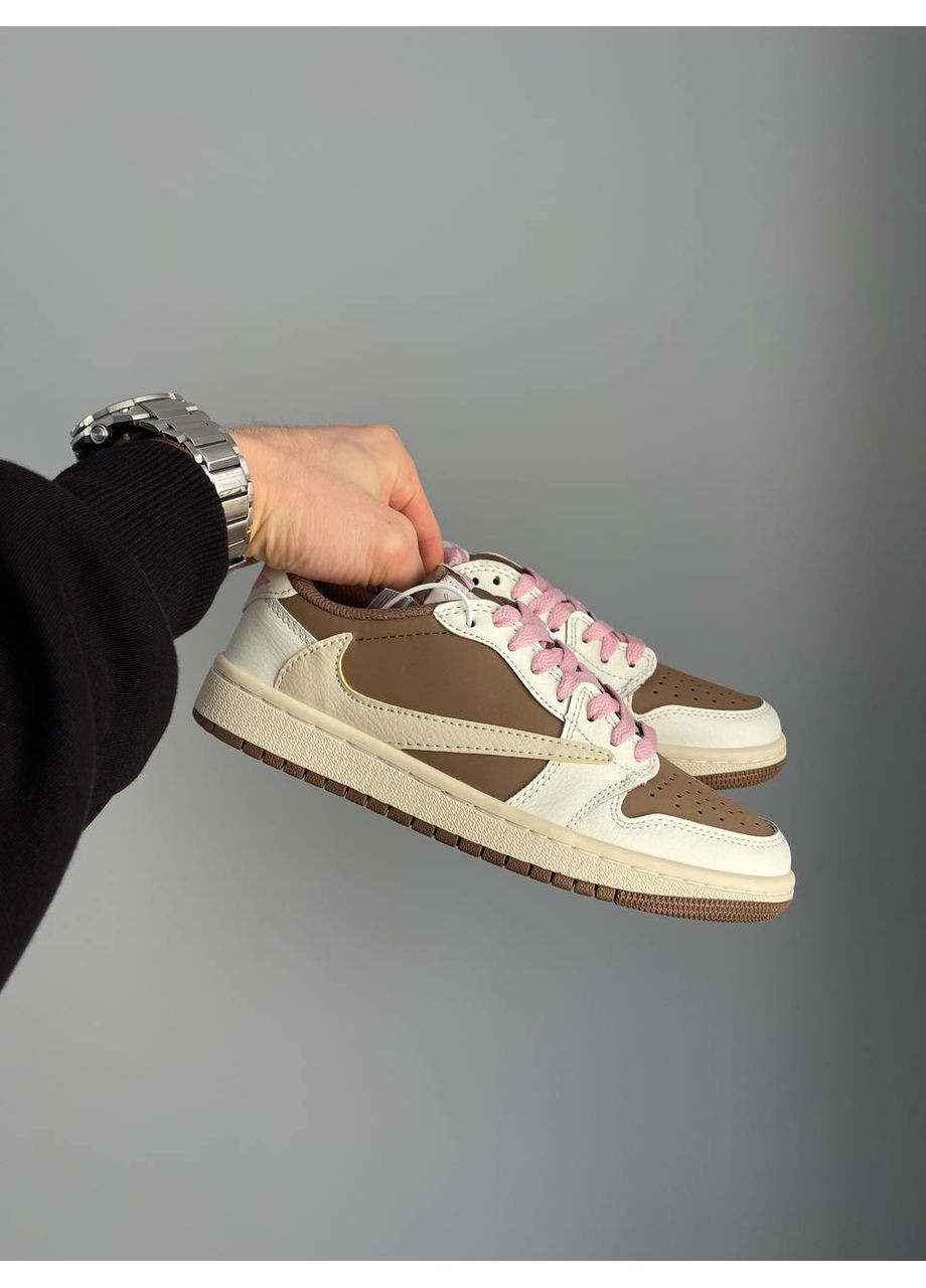 Кроссовки женские Nike Air Jordan 1 Low x Travis Scott Reverse Mocha Brown | Найк Эир Джордан 1 Трэвис Скотт коричневые No Brand коричневые демисезоны (360894512)