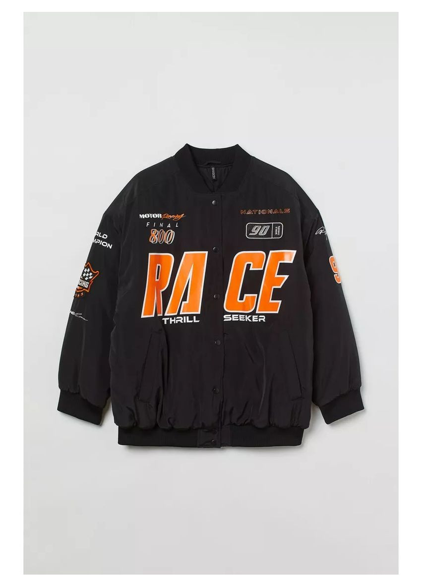 Черная демисезонная куртка-бомбер H&M