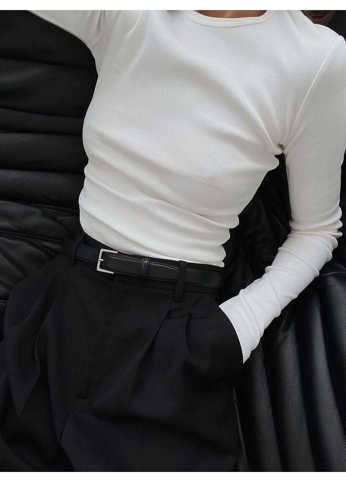 Лонгслів з м’якої тканини джерсі — білий колір, розмір 42–46 (заміри в описі) Vione (367075161)