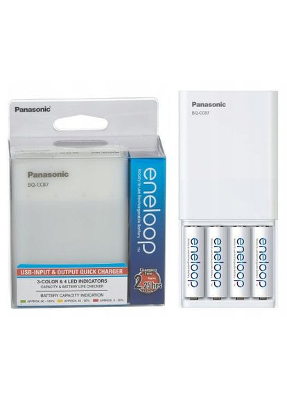 Зарядний пристрій і повербанк Eneloop BQ-CC87 + 4 акумулятори AA Eneloop 1900mah Panasonic (370625512)
