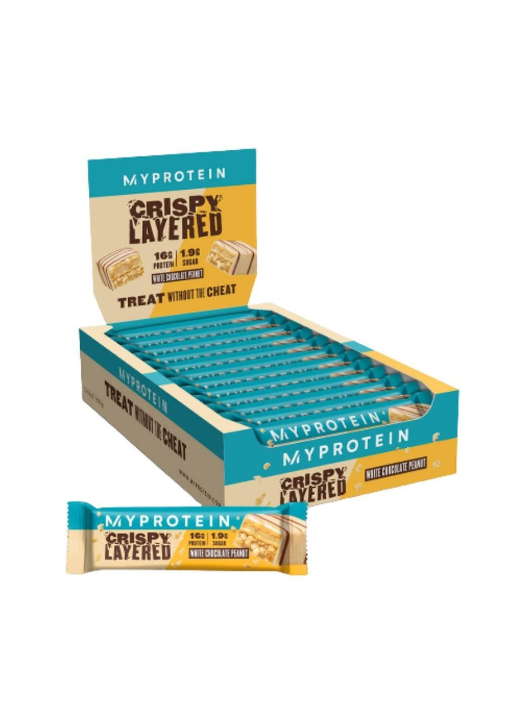 Протеїновий батончик Myprotein Crispy Layered Bar 12x58g White Chocolate Peanut My Protein (363256963)