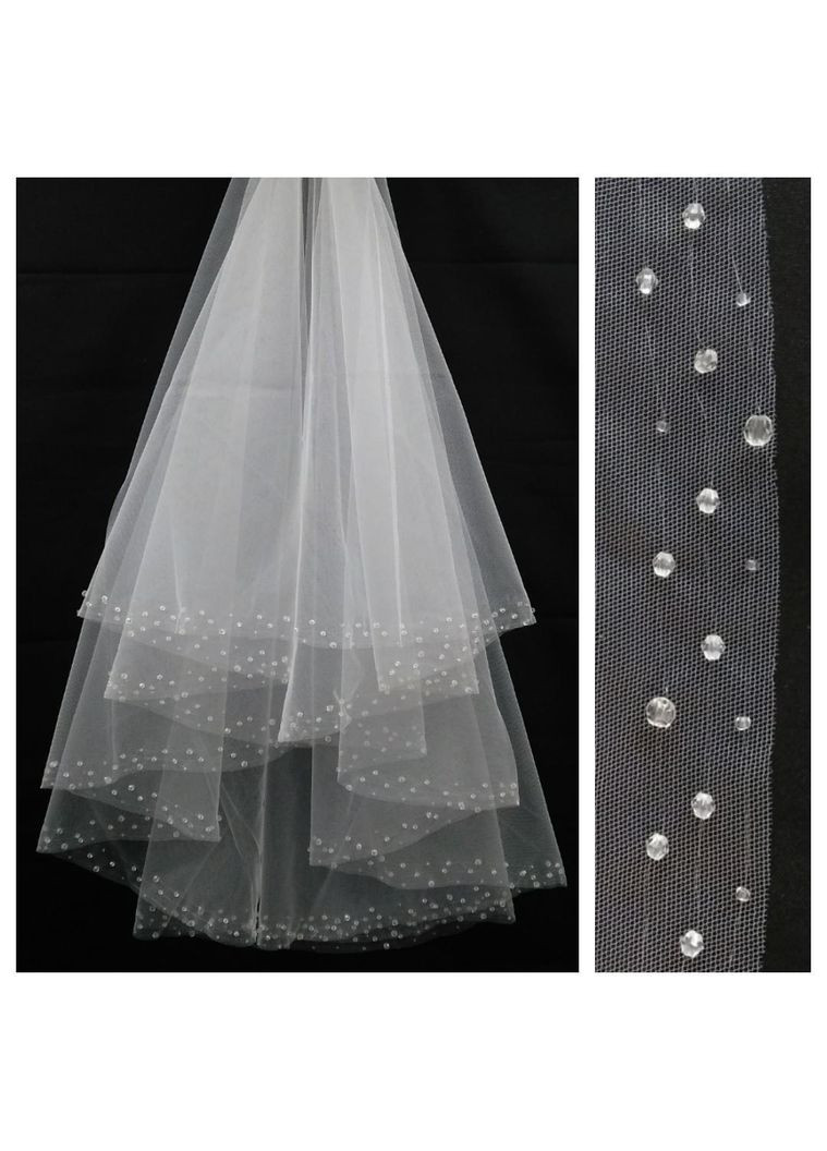 Фата вишита бісером на краях 2058 біла, айворі No Brand (369162749)