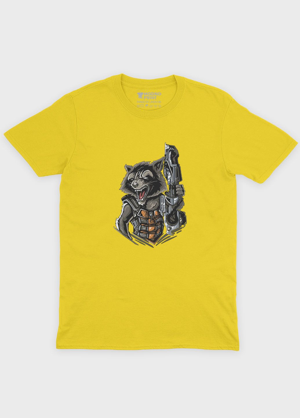 Желтая демисезонная футболка для девочки с принтом супергероев - часовые галактики (ts001-1-sun-006-017-015-g) Modno