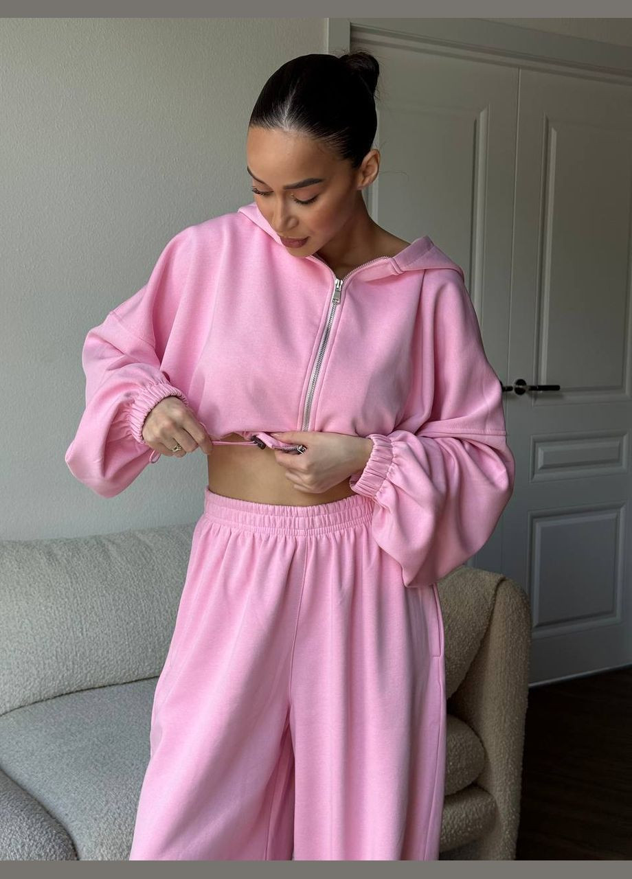 Жіночий спортивний костюм укорочена кофта з капюшоном + штани палаццо MonCher (342071456)