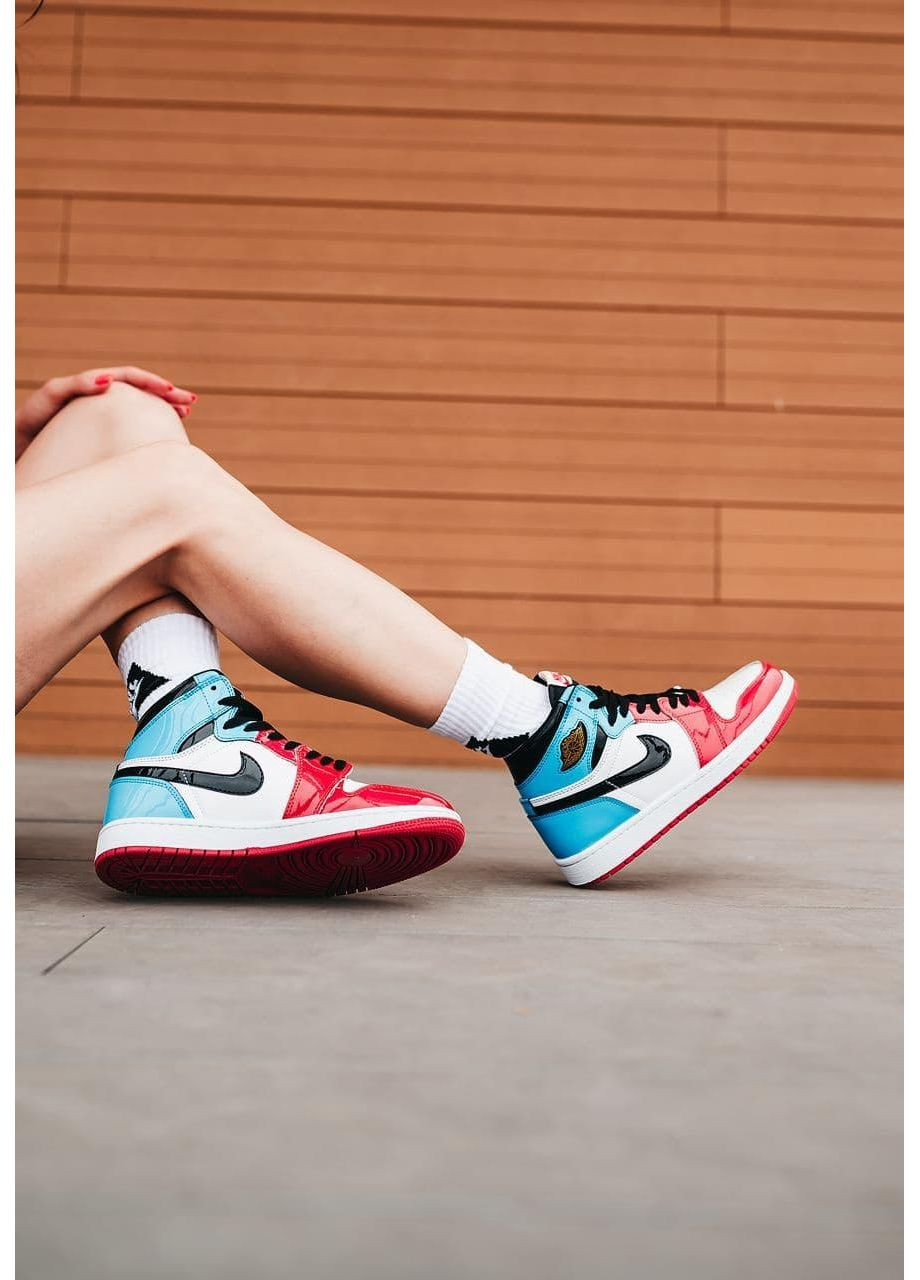 КРОСІВКИ ЖІНОЧІ NIKE AIR JORDAN 1 RETRO HIGH BLUE RED WHITE 2 НАЙК АІР ДЖОРДАН No Brand білі демісезони (367177557)