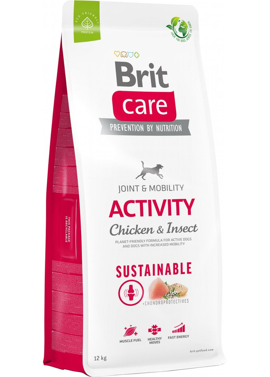 Корм для собак с повышенной активностью Dog Sustainable Activity с курицей и насекомыми 12 кг (8595602559220) Brit Care (366081617)
