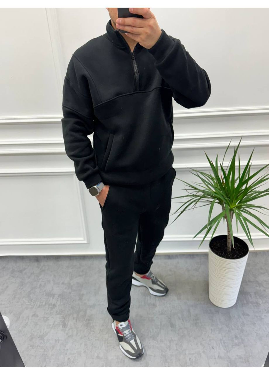 Черный демисезонный костюм двойка кофта и брюки,тринитка на флисе турция Україна