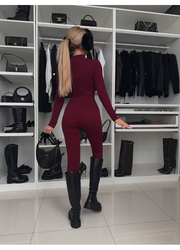 Комбінезон рубчик на флісі Luna бордовий