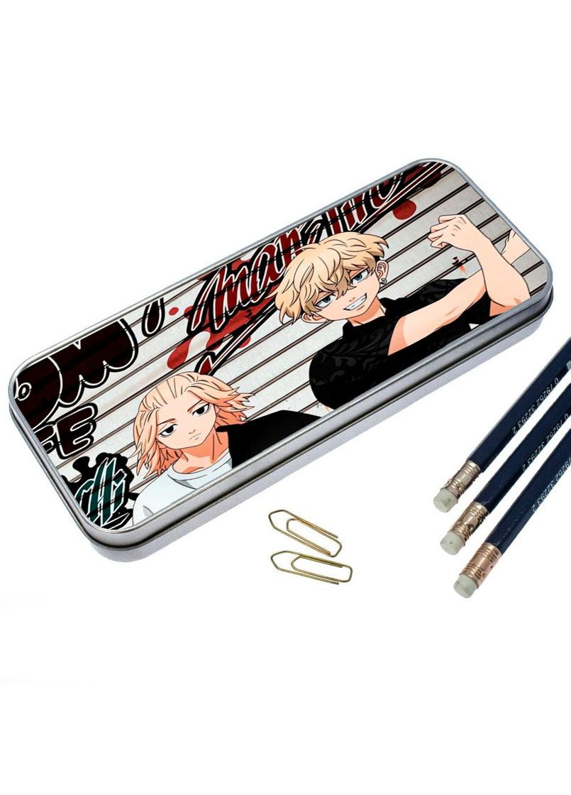 Пенал шкільний для хлопчика та дівчинки металевий Токійські месники #002 7*18 см Silver No Brand (309154693)