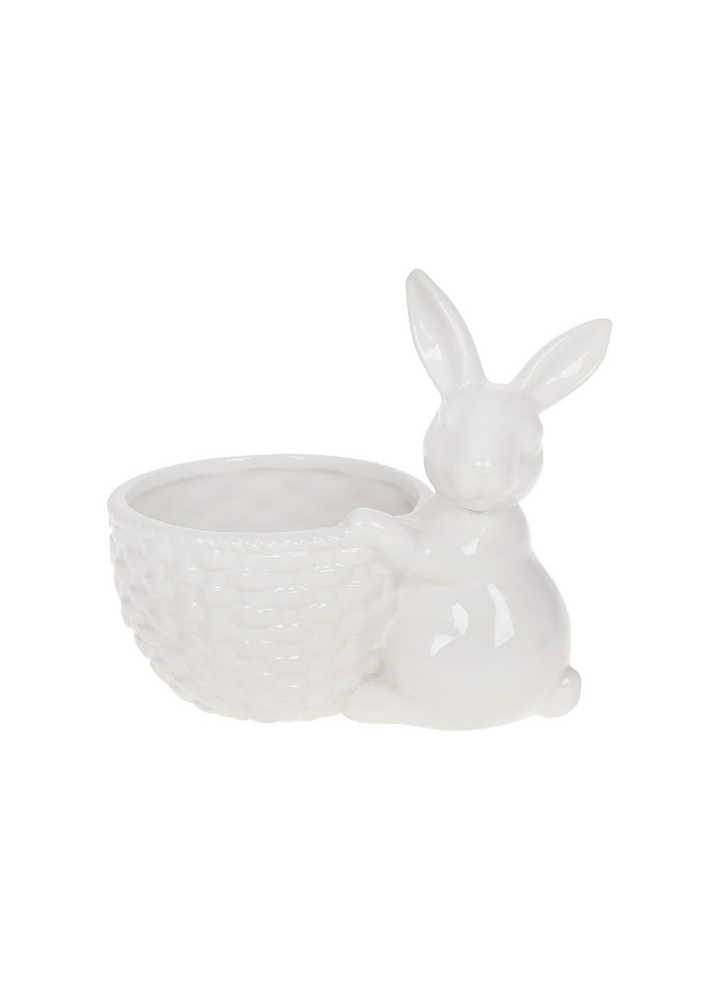Кашпо декоративне Кролик з кошиком 16см білий 733-389 BonaDi (354225342)
