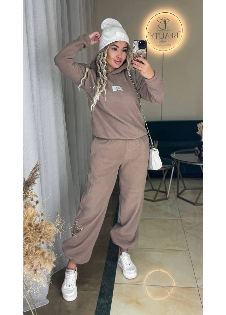 Костюм 1117 Полар флис Турция,брюки и затяжки,кофта с капюшоном Україна (369152232)