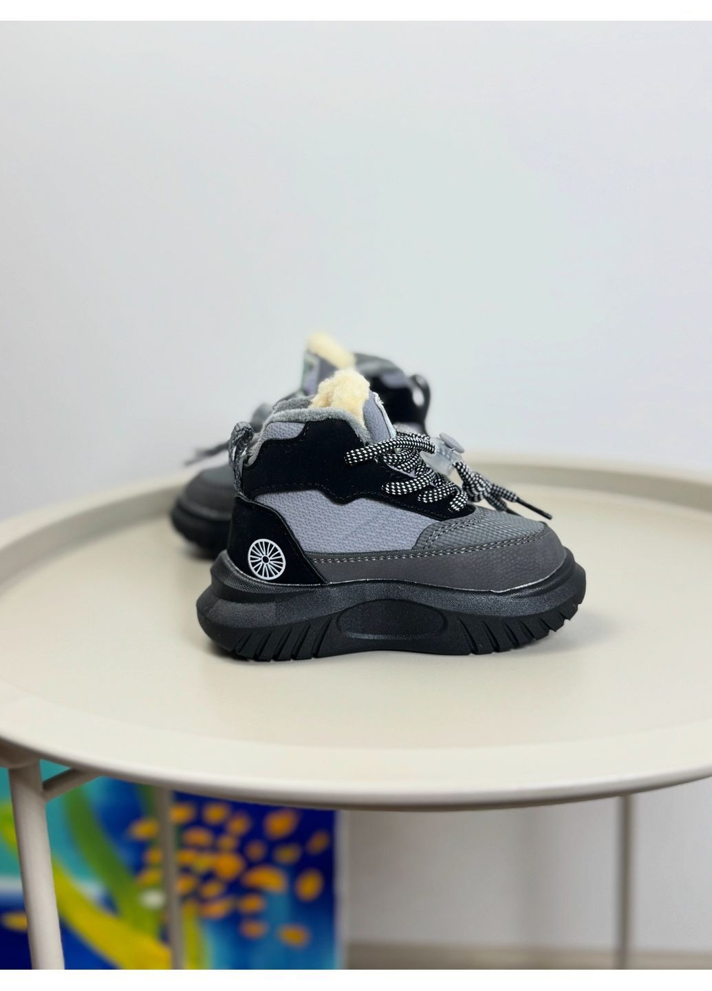 Черные повседневные осенние ботинки зимние детские черные 1570 No Brand