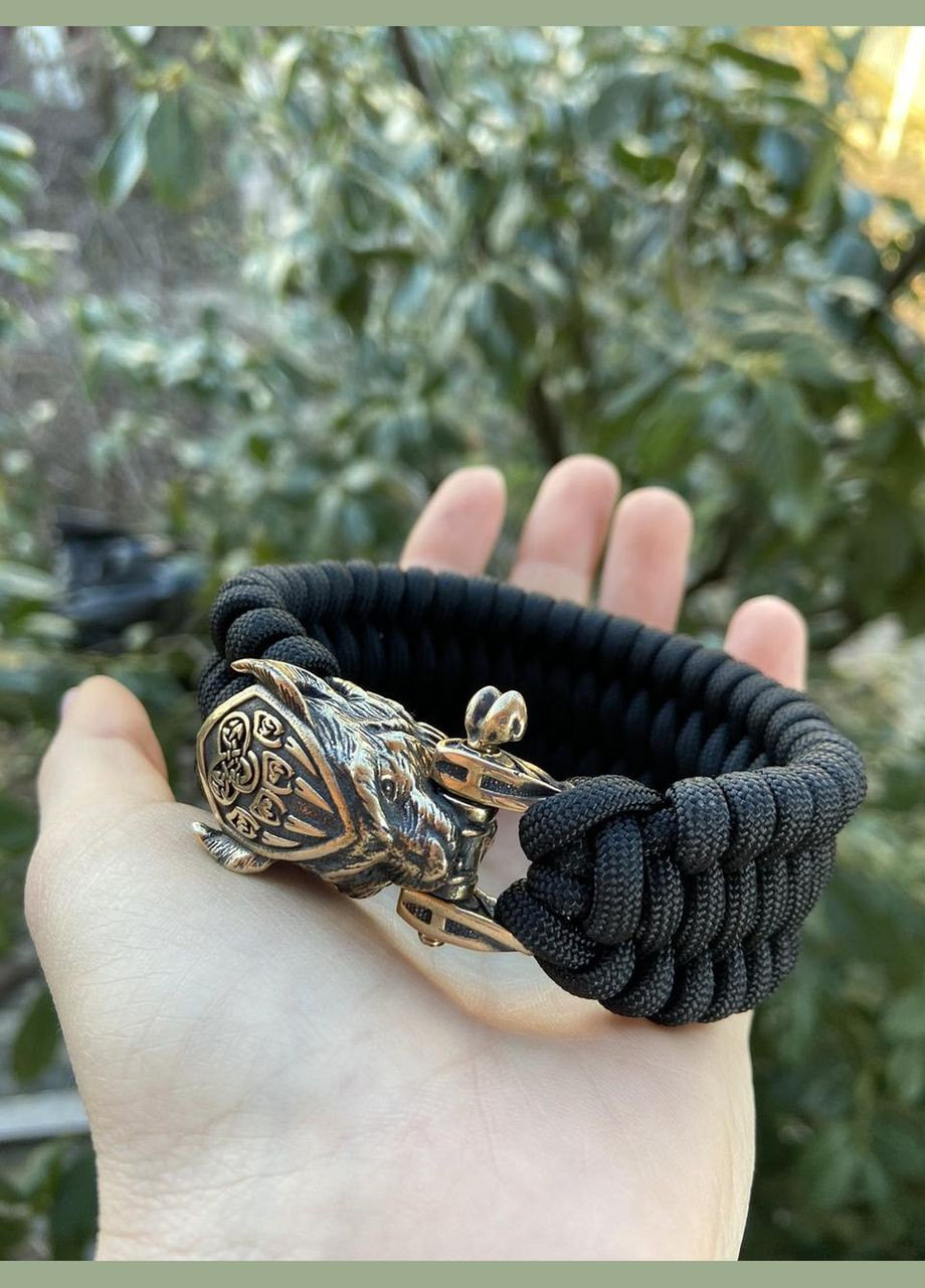 Браслет Рись із паракорду та бронзи ручного лиття плетіння трилобіт + брелок у подарунок No Brand (341739012)