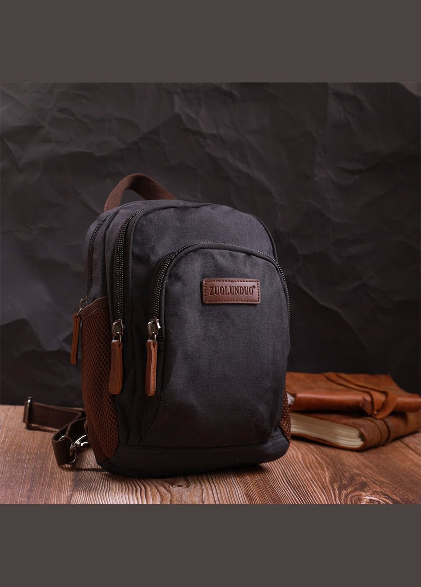 Рюкзак чоловічий сумка через плече слінг з поліестеру 22148 Чорний Vintage (301871555)