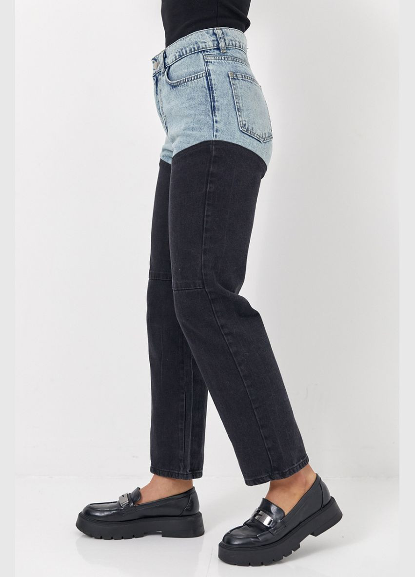 Укорочені двокольорові прямі джинси 151035 Lurex - (315799367)