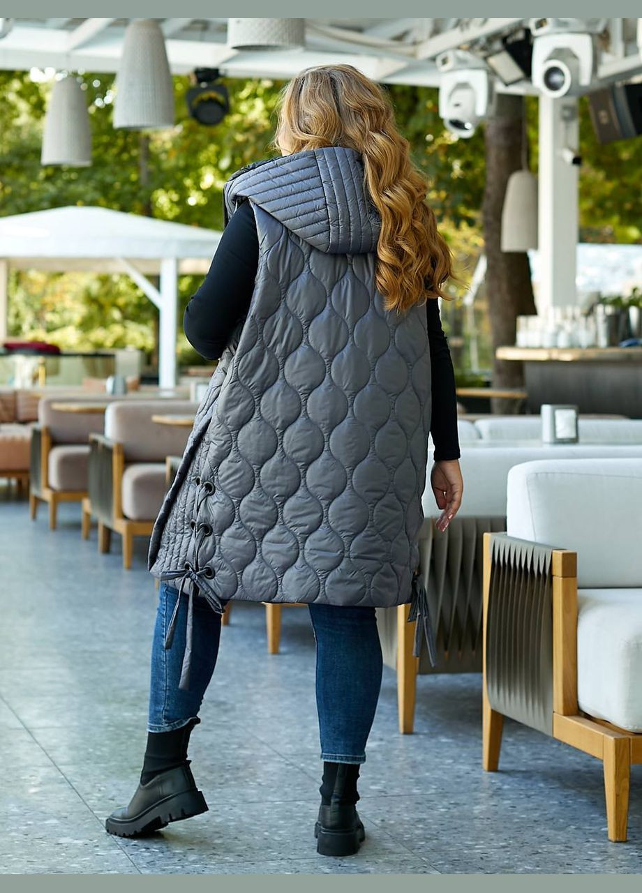 Женская удлиненная демисезонная жилетка цвет молочный New Trend (304646559)