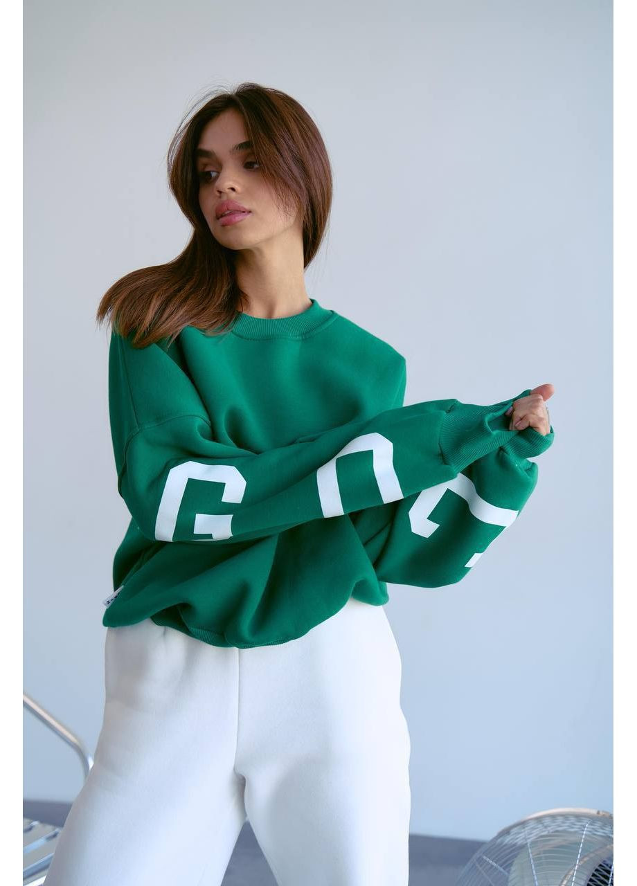 Зеленый свитшот женский — замер в описании DK/DL Мода без кордонів абстрактный без декора (366527058)