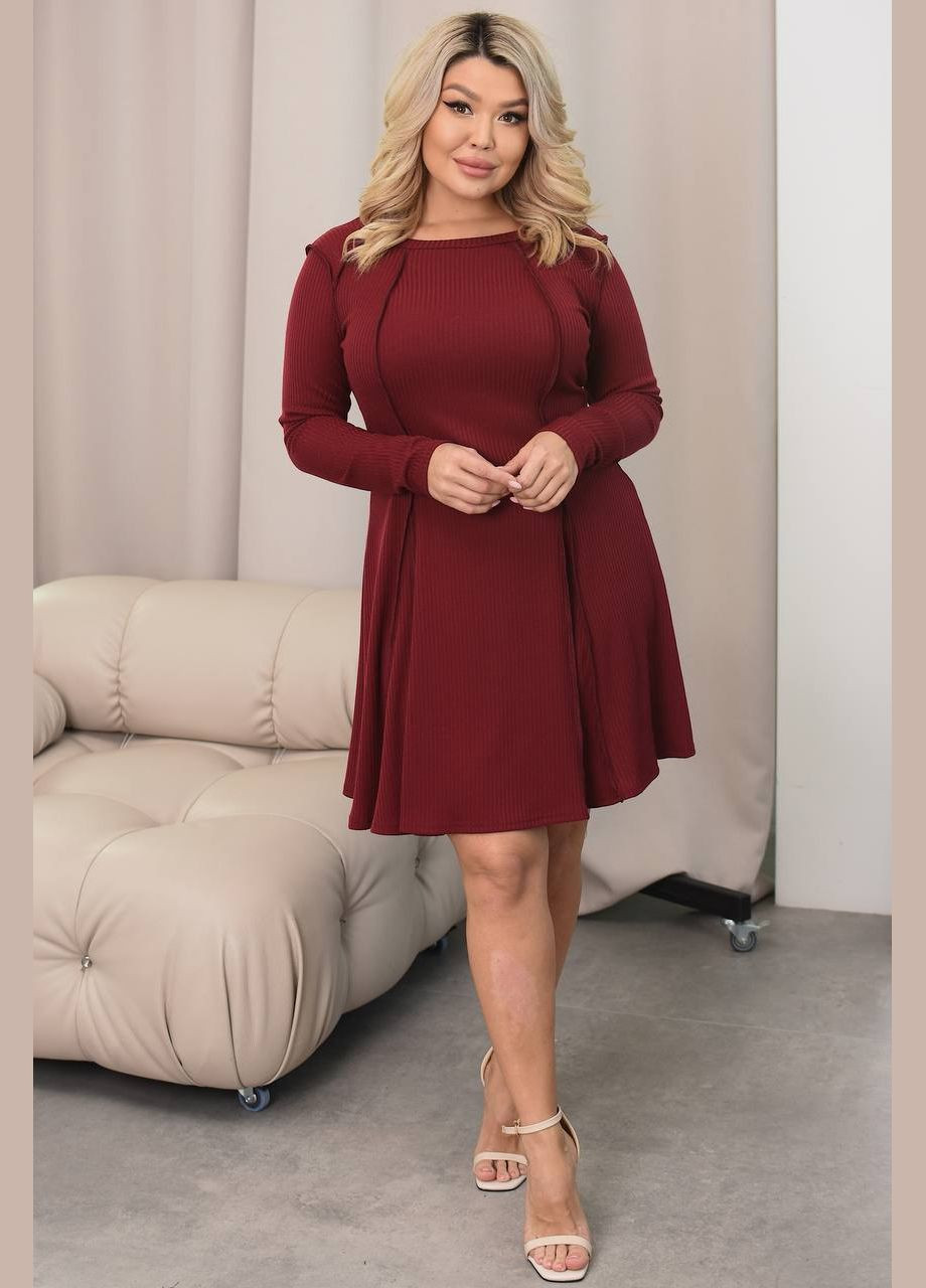 Бордовое повседневный, вечернее платье бэби долл Garna однотонное