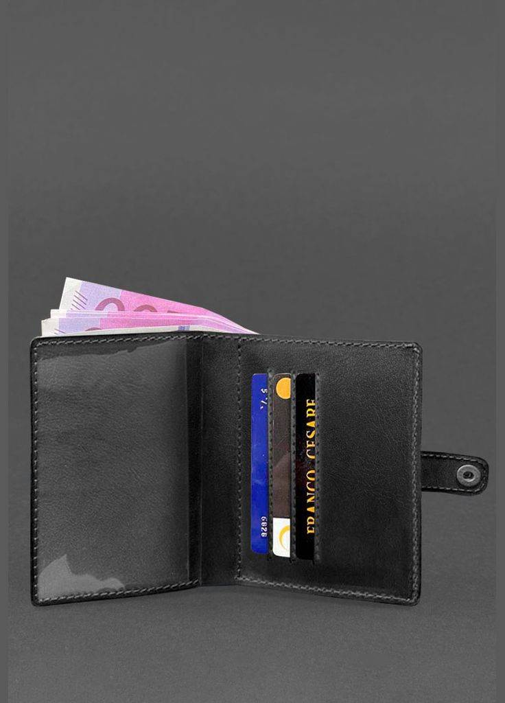 Шкіряна обкладинка-портмоне для посвідчення офіцера 11.0 Чорна (A-027846) BlankNote (329186770)